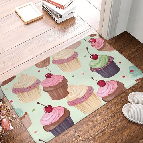 BSCKKDMN Cupcake-Fußmatte für drinnen und draußen, rutschfest, saugfähig, waschbar, Flanell-Badematte, rutschfeste Bodenmatten für Küche, Veranda, Büro, 40,6 x 61 cm BSCKKDMN Cupcake-Fußmatte für drinnen und draußen, rutschfest, saugfähig, waschbar, Flanell-Badematte, rutschfeste Bodenmatten für Küche, Veranda, Büro, 40,6 x 61 cm von BSCKKDMN