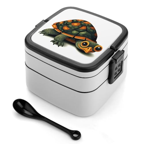 BSCKKDMN Cute Turtle Bento Box Erwachsene Lunchbox All-in-One Stapelbare Bento Lunchbox mit Fächern Doppellagige Lunchboxen Auslaufsicher Lunchbox Lunch Container für Arbeit Picknick Reisen von BSCKKDMN