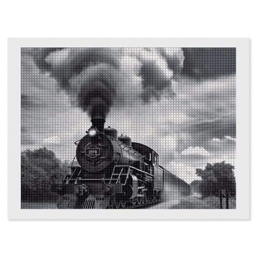 BSCKKDMN Dampfzug Wolken Diamant Malerei Kits für Erwachsene Diamant Kunst Kit für Anfänger 5D DIY Full Square Diamond Art Craft Kits für Erwachsene für Home Wall Decor von BSCKKDMN
