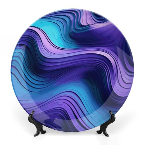 BSCKKDMN Dekorativer Teller aus Knochenporzellan, gewellt, mit Ständer, handgefertigt, Keramik, Ornament, Wandkunst, Dekoration für Zuhause, Küche, Schlafzimmer, 25,4 cm, Violett BSCKKDMN Dekorativer Teller aus Knochenporzellan, gewellt, mit Ständer, handgefertigt, Keramik, Ornament, Wandkunst, Dekoration für Zuhause, Küche, Schlafzimmer, 25,4 cm, Violett von BSCKKDMN