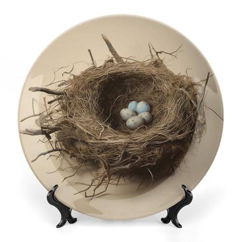 BSCKKDMN Dekorativer Teller mit Vogelnest, Knochenporzellan, dekorative Keramikteller mit Präsentationsständer, handgefertigte Keramik-Ornamente, Wandkunst, Dekoration für Zuhause, Küche, Schlafzimmer BSCKKDMN Dekorativer Teller mit Vogelnest, Knochenporzellan, dekorative Keramikteller mit Präsentationsständer, handgefertigte Keramik-Ornamente, Wandkunst, Dekoration für Zuhause, Küche, Schlafzimmer von BSCKKDMN