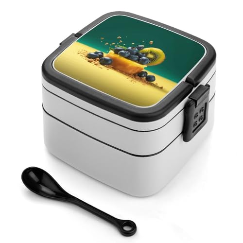 BSCKKDMN Delicious Dessert Bento Box Erwachsene Lunchbox All-in-One Stapelbare Bento Lunchbox mit Fächern Doppelschicht Lunchboxen Auslaufsicher Lunchbox Lunchbehälter für Arbeit Picknick Reisen von BSCKKDMN