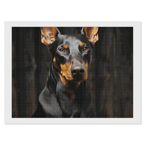 BSCKKDMN Doberman Diamond Painting Kits für Erwachsene Diamond Art Kit für Anfänger 5D DIY Full Square Diamond Art Craft Kits für Erwachsene für Home Wall Decor von BSCKKDMN