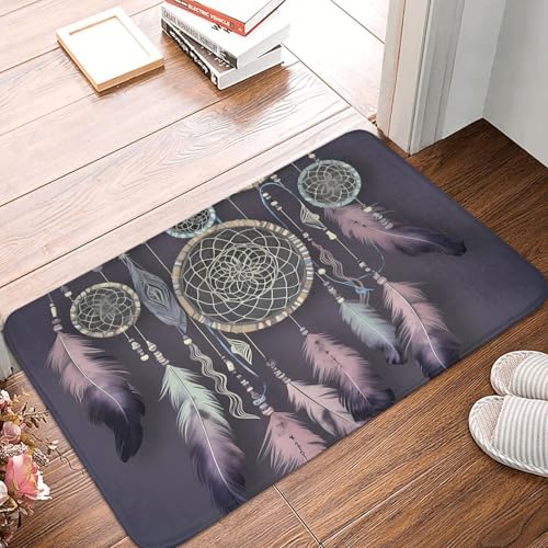 BSCKKDMN Dream Catcher Fußmatte für drinnen und draußen, rutschfest, saugfähig, waschbar, Flanell-Badematte, rutschfeste Fußmatten für Küche, Veranda, Büro, 40,6 x 61 cm BSCKKDMN Dream Catcher Fußmatte für drinnen und draußen, rutschfest, saugfähig, waschbar, Flanell-Badematte, rutschfeste Fußmatten für Küche, Veranda, Büro, 40,6 x 61 cm von BSCKKDMN