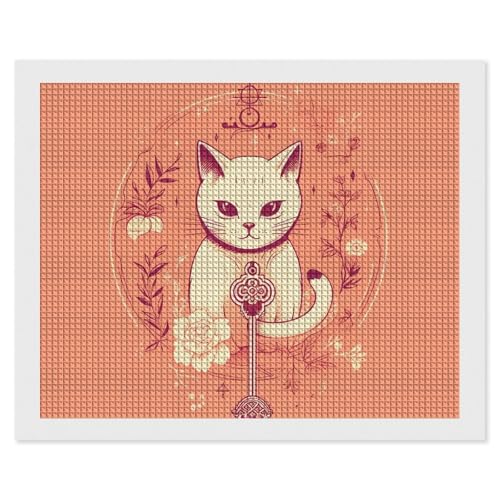 BSCKKDMN Exquisite Katzen-Diamant-Malerei-Kits für Erwachsene, Diamant-Kunst-Set für Anfänger, 5D-DIY-Vollquadrat-Diamant-Kunst-Bastelsets für Erwachsene für Heimdekoration von BSCKKDMN