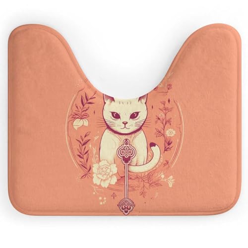 BSCKKDMN Exquisiter Katzen-Toilettenteppich, U-förmig, ultraweich, super saugfähig, Badezimmerteppich, rutschfeste Mikrofaser, WC-Vorleger, Badezimmer-Bodenmatte von BSCKKDMN