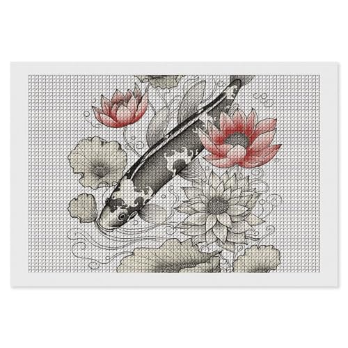 BSCKKDMN Fisch Japanische Karpfenblätter Blume Diamant Malerei Kits für Erwachsene Diamant Kunst Kit für Anfänger 5D DIY Full Square Diamond Art Craft Kits für Erwachsene für Home Wall Decor BSCKKDMN Fisch Japanische Karpfenblätter Blume Diamant Malerei Kits für Erwachsene Diamant Kunst Kit für Anfänger 5D DIY Full Square Diamond Art Craft Kits für Erwachsene für Home Wall Decor von BSCKKDMN