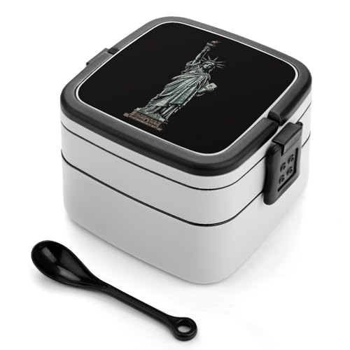 BSCKKDMN Freiheitsstatue Bento Box Erwachsene Lunchbox All-in-One Stapelbare Bento Lunchbox mit Fächern Doppellagige Lunchboxen Auslaufsicher Lunchbox Lunch Container für Arbeit Picknick Reisen von BSCKKDMN
