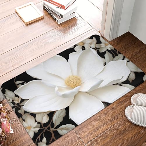 BSCKKDMN Fußmatte mit Blumenmuster, für drinnen und draußen, rutschfest, saugfähig, waschbar, Flanell-Badematte, rutschfeste Fußmatten für Küche, Veranda, Büro, 40,6 x 61 cm, Weiß BSCKKDMN Fußmatte mit Blumenmuster, für drinnen und draußen, rutschfest, saugfähig, waschbar, Flanell-Badematte, rutschfeste Fußmatten für Küche, Veranda, Büro, 40,6 x 61 cm, Weiß von BSCKKDMN