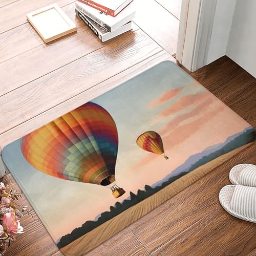 BSCKKDMN Fußmatte mit Heißluftballon, für drinnen und draußen, rutschfest, saugfähig, waschbar, Flanell-Badematte, rutschfeste Fußmatten für Küche, Veranda, Büro, 40,6 x 61 cm BSCKKDMN Fußmatte mit Heißluftballon, für drinnen und draußen, rutschfest, saugfähig, waschbar, Flanell-Badematte, rutschfeste Fußmatten für Küche, Veranda, Büro, 40,6 x 61 cm von BSCKKDMN