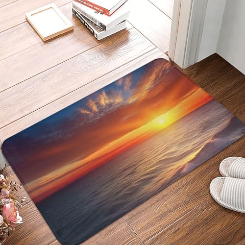 BSCKKDMN Fußmatte mit Meer und Sonnenuntergang, für drinnen und draußen, rutschfest, saugfähig, waschbar, Flanell-Badematte, rutschfeste Fußmatten für Küche, Schlafzimmer, Badezimmer, Veranda, Büro BSCKKDMN Fußmatte mit Meer und Sonnenuntergang, für drinnen und draußen, rutschfest, saugfähig, waschbar, Flanell-Badematte, rutschfeste Fußmatten für Küche, Schlafzimmer, Badezimmer, Veranda, Büro von BSCKKDMN