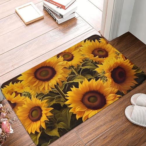 BSCKKDMN Fußmatte mit Sonnenblumen-Motiv, für drinnen und draußen, rutschfest, saugfähig, waschbar, Flanell-Badematte, rutschfeste Fußmatten für Küche, Schlafzimmer, Badezimmer, Veranda, Büro, 40,6 x BSCKKDMN Fußmatte mit Sonnenblumen-Motiv, für drinnen und draußen, rutschfest, saugfähig, waschbar, Flanell-Badematte, rutschfeste Fußmatten für Küche, Schlafzimmer, Badezimmer, Veranda, Büro, 40,6 x von BSCKKDMN