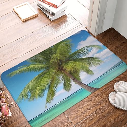 BSCKKDMN Fußmatte mit Strandpalme, für drinnen und draußen, rutschfest, saugfähig, waschbar, Flanell-Badematte, rutschfeste Fußmatten für Küche, Veranda, Büro, 40,6 x 61 cm BSCKKDMN Fußmatte mit Strandpalme, für drinnen und draußen, rutschfest, saugfähig, waschbar, Flanell-Badematte, rutschfeste Fußmatten für Küche, Veranda, Büro, 40,6 x 61 cm von BSCKKDMN