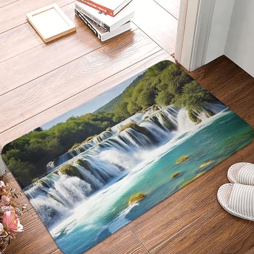 BSCKKDMN Fußmatte mit Wasserfällen auf dem Fluss Krka, für drinnen und draußen, rutschfest, saugfähig, waschbar, Flanell-Badematte, rutschfeste Fußmatten für Küche, Veranda, Büro, 40,6 x 61 cm BSCKKDMN Fußmatte mit Wasserfällen auf dem Fluss Krka, für drinnen und draußen, rutschfest, saugfähig, waschbar, Flanell-Badematte, rutschfeste Fußmatten für Küche, Veranda, Büro, 40,6 x 61 cm von BSCKKDMN