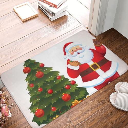 BSCKKDMN Fußmatte mit Weihnachtsmann, Weihnachtsbaum, für drinnen und draußen, rutschfest, saugfähig, waschbar, Flanell-Badematte, rutschfeste Bodenmatten für Küche, Veranda, Büro, 40,6 x 61 cm BSCKKDMN Fußmatte mit Weihnachtsmann, Weihnachtsbaum, für drinnen und draußen, rutschfest, saugfähig, waschbar, Flanell-Badematte, rutschfeste Bodenmatten für Küche, Veranda, Büro, 40,6 x 61 cm von BSCKKDMN