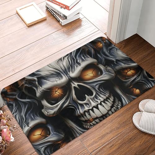 BSCKKDMN Fußmatte mit coolem Totenkopf-Design, rutschfest, saugfähig, waschbar, Flanell-Badematte, rutschfeste Fußmatten für Küche, Schlafzimmer, Badezimmer, Veranda, Büro, 40,6 x 61 cm BSCKKDMN Fußmatte mit coolem Totenkopf-Design, rutschfest, saugfähig, waschbar, Flanell-Badematte, rutschfeste Fußmatten für Küche, Schlafzimmer, Badezimmer, Veranda, Büro, 40,6 x 61 cm von BSCKKDMN