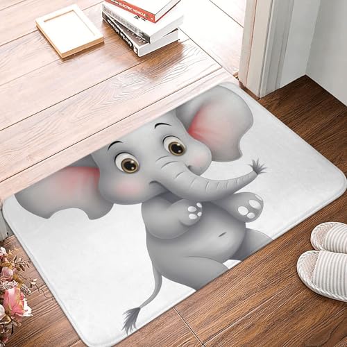 BSCKKDMN Fußmatte mit niedlichem Elefant, für drinnen und draußen, rutschfest, saugfähig, waschbar, Flanell-Badematte, rutschfeste Fußmatten für Küche, Veranda, Büro, 40,6 x 61 cm BSCKKDMN Fußmatte mit niedlichem Elefant, für drinnen und draußen, rutschfest, saugfähig, waschbar, Flanell-Badematte, rutschfeste Fußmatten für Küche, Veranda, Büro, 40,6 x 61 cm von BSCKKDMN