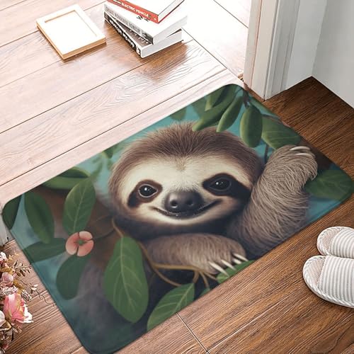 BSCKKDMN Fußmatte mit niedlichem Faultier, für drinnen und draußen, rutschfest, saugfähig, waschbar, Flanell-Badematte, rutschfeste Fußmatten für Küche, Schlafzimmer, Badezimmer, Veranda, Büro, 40,6 x BSCKKDMN Fußmatte mit niedlichem Faultier, für drinnen und draußen, rutschfest, saugfähig, waschbar, Flanell-Badematte, rutschfeste Fußmatten für Küche, Schlafzimmer, Badezimmer, Veranda, Büro, 40,6 x von BSCKKDMN