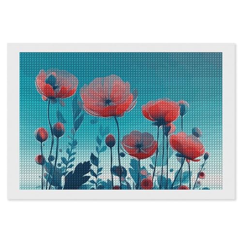 BSCKKDMN Glitzernde rote Blumen Diamant-Malerei-Kits für Erwachsene, Diamant-Kunst-Set für Anfänger, 5D-DIY-Vollquadrat-Diamant-Kunst-Bastelsets für Erwachsene für Heimdekoration BSCKKDMN Glitzernde rote Blumen Diamant-Malerei-Kits für Erwachsene, Diamant-Kunst-Set für Anfänger, 5D-DIY-Vollquadrat-Diamant-Kunst-Bastelsets für Erwachsene für Heimdekoration von BSCKKDMN