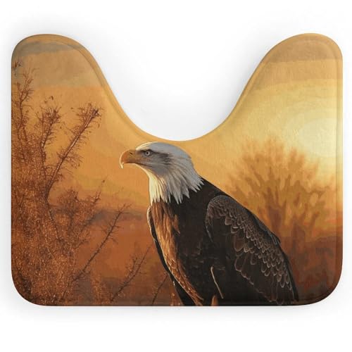 BSCKKDMN Golden Sunset Weißkopfseeadler Toilettenvorleger, U-förmig, ultraweich, super saugfähig, Badezimmerteppich, rutschfeste Mikrofaser, WC-Vorleger, Badezimmer-Bodenmatte BSCKKDMN Golden Sunset Weißkopfseeadler Toilettenvorleger, U-förmig, ultraweich, super saugfähig, Badezimmerteppich, rutschfeste Mikrofaser, WC-Vorleger, Badezimmer-Bodenmatte von BSCKKDMN