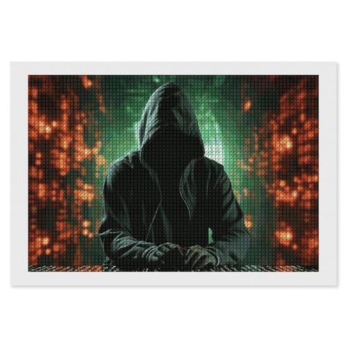 BSCKKDMN Hacker Attack Diamond Painting Kits für Erwachsene Diamond Art Kit für Anfänger 5D DIY Full Square Diamond Art Craft Kits für Erwachsene für Home Wall Decor von BSCKKDMN