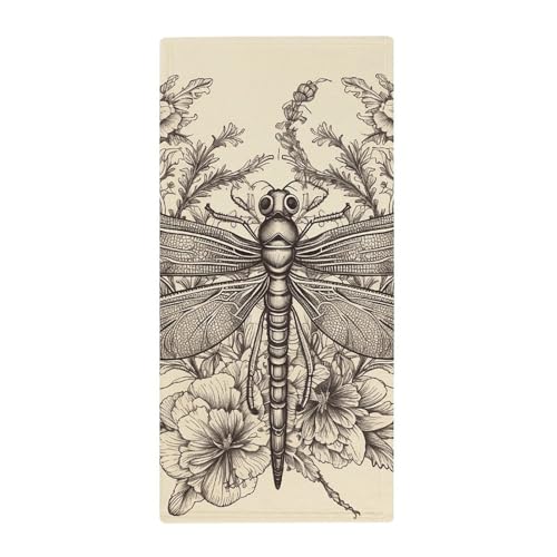 BSCKKDMN Handgezeichnetes Handtuch mit Libellen-Motiv, weich, saugfähig, Badetuch, Geschirrtücher für Küche, Badezimmer, Fitnessstudio, Spa, Zuhause, 72,9 x 35,1 cm BSCKKDMN Handgezeichnetes Handtuch mit Libellen-Motiv, weich, saugfähig, Badetuch, Geschirrtücher für Küche, Badezimmer, Fitnessstudio, Spa, Zuhause, 72,9 x 35,1 cm von BSCKKDMN