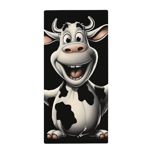 BSCKKDMN Handtuch mit Cartoon-Kuh, weich, saugfähig, Badetuch, Geschirrtücher für Küche, Badezimmer, Fitnessstudio, Spa, Zuhause, 72,9 x 35,1 cm von BSCKKDMN