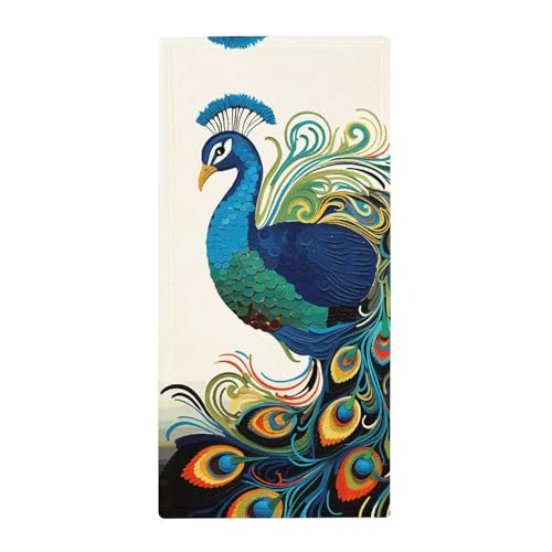 BSCKKDMN Handtuch mit Pfauenmuster, weich, saugfähig, Badetuch, Geschirrtücher für Küche, Badezimmer, Fitnessstudio, Spa, Zuhause, 72,9 x 35,1 cm BSCKKDMN Handtuch mit Pfauenmuster, weich, saugfähig, Badetuch, Geschirrtücher für Küche, Badezimmer, Fitnessstudio, Spa, Zuhause, 72,9 x 35,1 cm von BSCKKDMN