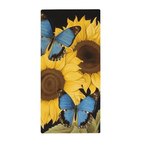 BSCKKDMN Handtuch mit gelben Sonnenblumen mit blauen Schmetterlingen, weich, saugfähig, Badetuch, Geschirrtücher für Küche, Badezimmer, Fitnessstudio, Spa, Zuhause, 72,9 x 35,1 cm BSCKKDMN Handtuch mit gelben Sonnenblumen mit blauen Schmetterlingen, weich, saugfähig, Badetuch, Geschirrtücher für Küche, Badezimmer, Fitnessstudio, Spa, Zuhause, 72,9 x 35,1 cm von BSCKKDMN