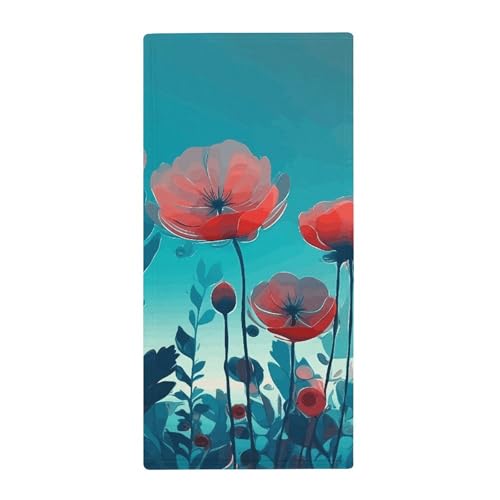 BSCKKDMN Handtuch mit hellroten Blumen, weich, saugfähig, Badetuch, Geschirrtücher für Küche, Badezimmer, Fitnessstudio, Spa, Zuhause, 72,9 x 35,1 cm BSCKKDMN Handtuch mit hellroten Blumen, weich, saugfähig, Badetuch, Geschirrtücher für Küche, Badezimmer, Fitnessstudio, Spa, Zuhause, 72,9 x 35,1 cm von BSCKKDMN