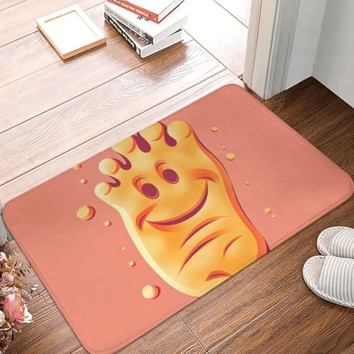 BSCKKDMN Happy Foot Fußmatte für drinnen und draußen, rutschfest, saugfähig, waschbar, Flanell-Badematte, rutschfeste Fußmatten für Küche, Schlafzimmer, Badezimmer, Veranda, Büro, 40,6 x 61 cm BSCKKDMN Happy Foot Fußmatte für drinnen und draußen, rutschfest, saugfähig, waschbar, Flanell-Badematte, rutschfeste Fußmatten für Küche, Schlafzimmer, Badezimmer, Veranda, Büro, 40,6 x 61 cm von BSCKKDMN