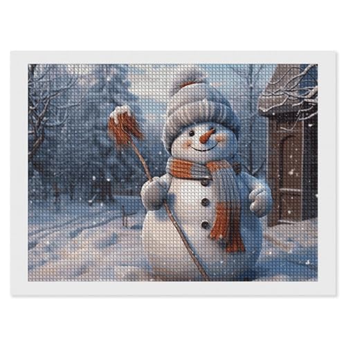 BSCKKDMN Harte Schneemann-Diamant-Malerei-Kits für Erwachsene, Diamant-Kunst-Set für Anfänger, 5D-DIY-Vollquadrat-Diamant-Kunst-Bastelsets für Erwachsene für Heimdekoration von BSCKKDMN
