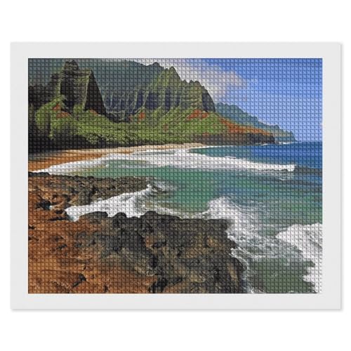 BSCKKDMN Kauai Hawaii Seashore Diamond Painting Kits für Erwachsene Diamond Art Kit für Anfänger 5D DIY Full Square Diamond Art Craft Kits für Erwachsene für Home Wall Decor von BSCKKDMN