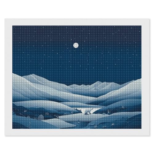 BSCKKDMN Minimalistische Landschafts-Diamant-Malerei-Kits für Erwachsene, Diamant-Kunst-Set für Anfänger, 5D-DIY-Vollquadrat-Diamant-Kunst-Bastelsets für Erwachsene für Heimdekoration von BSCKKDMN