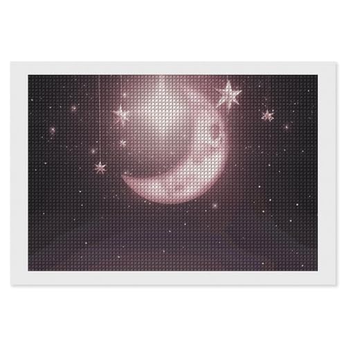 BSCKKDMN Moon Stars Diamond Painting Kits für Erwachsene, Diamant-Kunst-Kit für Anfänger, 5D DIY Vollquadratisches Diamant-Kunst-Bastelset für Erwachsene für Home Wall Decor von BSCKKDMN