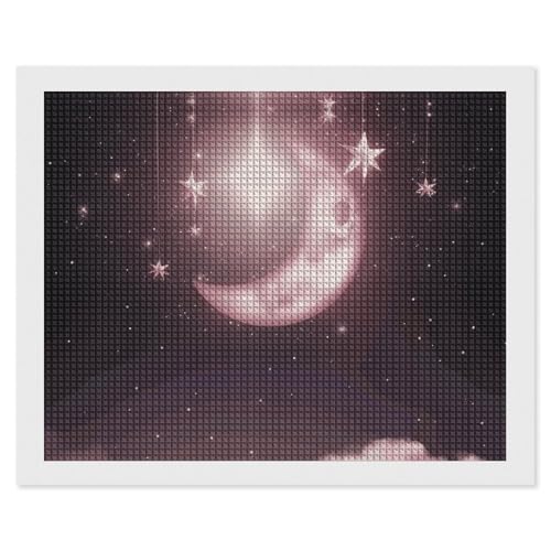 BSCKKDMN Moon Stars Diamond Painting Kits für Erwachsene, Diamant-Kunst-Kit für Anfänger, 5D DIY Vollquadratisches Diamant-Kunst-Bastelset für Erwachsene für Home Wall Decor von BSCKKDMN