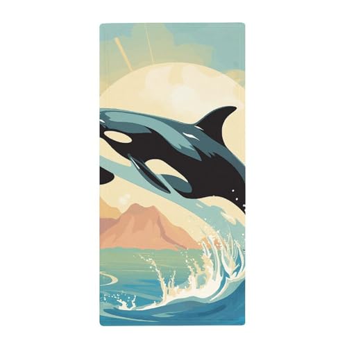 BSCKKDMN Orca in The Sea Handtuch, weich, saugfähig, Badetuch, Geschirrtücher für Küche, Badezimmer, Fitnessstudio, Spa, Zuhause, 72,9 x 35,1 cm BSCKKDMN Orca in The Sea Handtuch, weich, saugfähig, Badetuch, Geschirrtücher für Küche, Badezimmer, Fitnessstudio, Spa, Zuhause, 72,9 x 35,1 cm von BSCKKDMN