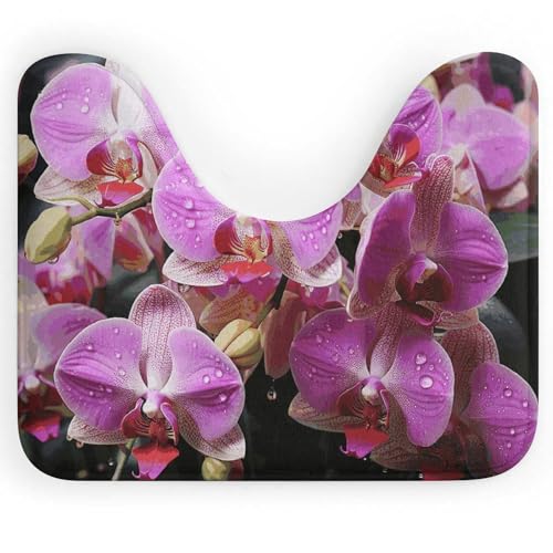BSCKKDMN Orchideen-Toilettenteppich, U-förmig, ultraweich, super saugfähig, Badezimmerteppich, rutschfeste Mikrofaser, WC-Vorleger, Badezimmer-Bodenmatte von BSCKKDMN
