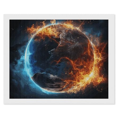 BSCKKDMN Planet Ice and Fire Diamond Painting Kits for Adults Diamond Art Kit for Beginner 5D DIY Full Square Diamond Art Craft Kits for Adults for Home Wall Decor von BSCKKDMN