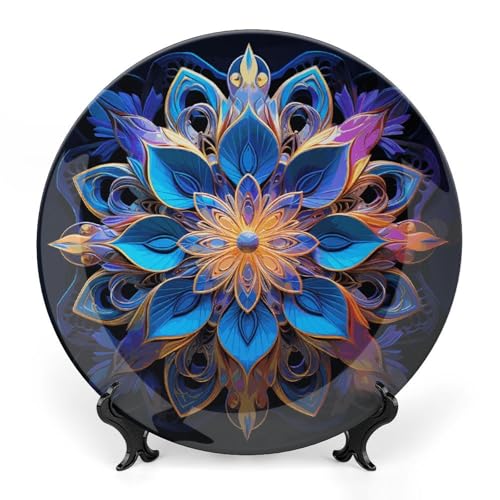BSCKKDMN Rechteckiger Mandala-Teller aus Knochenporzellan, dekorative Keramik-Teller mit Präsentationsständer, handgefertigte Keramik-Ornament, Wandkunst, Dekoration für Zuhause, Küche, Schlafzimmer BSCKKDMN Rechteckiger Mandala-Teller aus Knochenporzellan, dekorative Keramik-Teller mit Präsentationsständer, handgefertigte Keramik-Ornament, Wandkunst, Dekoration für Zuhause, Küche, Schlafzimmer von BSCKKDMN