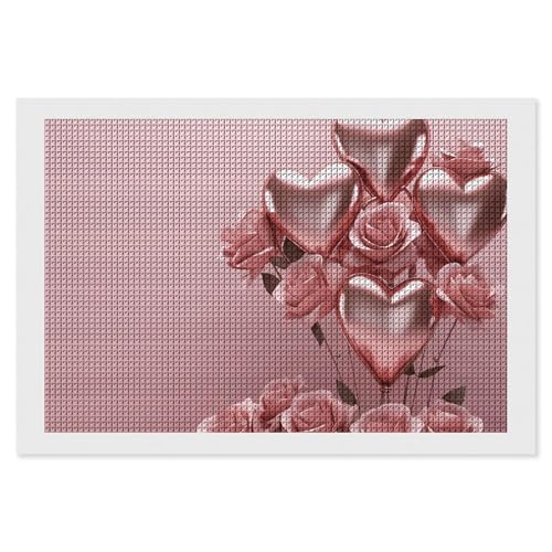BSCKKDMN Rose Ballon Herz Diamant Malerei Kits für Erwachsene Diamant Kunst Kit für Anfänger 5D DIY Full Square Diamond Art Craft Kits für Erwachsene für Home Wall Decor von BSCKKDMN