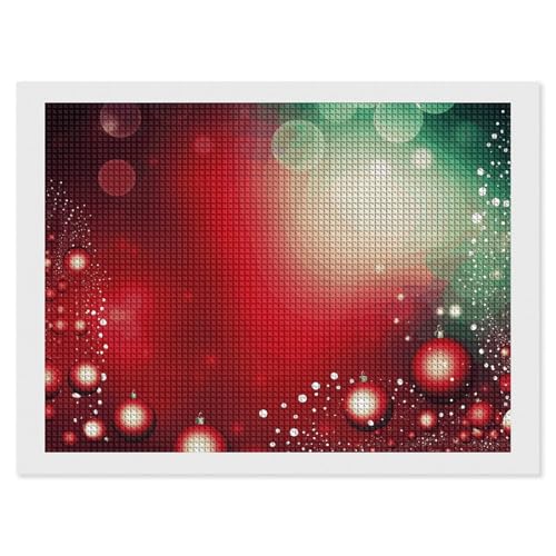 BSCKKDMN Rote Weihnachtskugel-Diamant-Malerei-Kits für Erwachsene, Diamant-Kunst-Set für Anfänger, 5D-DIY-Vollquadrat-Diamant-Kunst-Bastelsets für Erwachsene für Heimdekoration von BSCKKDMN