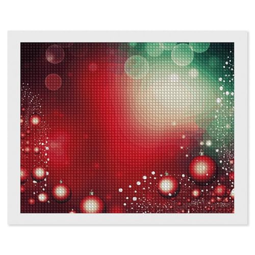 BSCKKDMN Rote Weihnachtskugel-Diamant-Malerei-Kits für Erwachsene, Diamant-Kunst-Set für Anfänger, 5D-DIY-Vollquadrat-Diamant-Kunst-Bastelsets für Erwachsene für Heimdekoration von BSCKKDMN