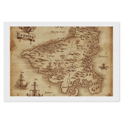 BSCKKDMN Schatzkarte Vintage Diamant Malerei Kits für Erwachsene Diamant Kunst Kit für Anfänger 5D DIY Full Square Diamond Art Craft Kits für Erwachsene für Home Wall Decor von BSCKKDMN