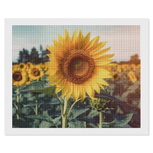 BSCKKDMN Schöne Sonnenblumen-Diamant-Malerei-Sets für Erwachsene, Diamant-Kunst-Set für Anfänger, 5D-DIY-Vollquadrat-Diamant-Kunst-Bastelsets für Erwachsene für Heimdekoration von BSCKKDMN