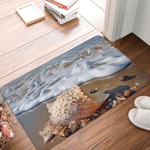 BSCKKDMN Sea and Shells Fußmatte für drinnen und draußen, rutschfest, saugfähig, waschbar, Flanell-Badematte, rutschfeste Fußmatten für Küche, Schlafzimmer, Badezimmer, Veranda, Büro, 40,6 x 61 cm BSCKKDMN Sea and Shells Fußmatte für drinnen und draußen, rutschfest, saugfähig, waschbar, Flanell-Badematte, rutschfeste Fußmatten für Küche, Schlafzimmer, Badezimmer, Veranda, Büro, 40,6 x 61 cm von BSCKKDMN
