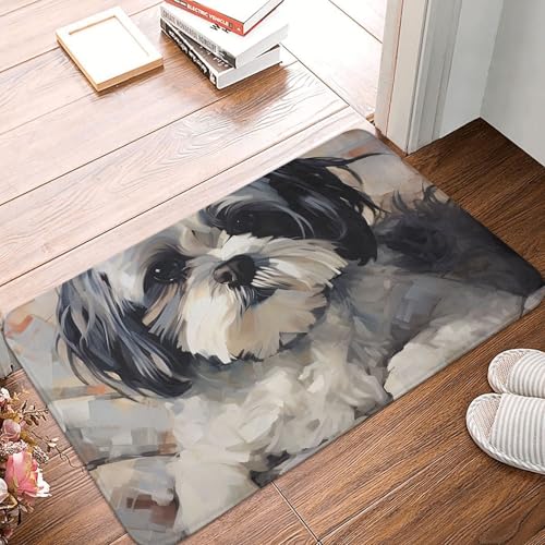 BSCKKDMN Shih Tzu Fußmatte für drinnen und draußen, rutschfest, saugfähig, waschbar, Flanell-Badematte, rutschfeste Fußmatten für Küche, Schlafzimmer, Badezimmer, Veranda, Büro, 40,6 x 61 cm BSCKKDMN Shih Tzu Fußmatte für drinnen und draußen, rutschfest, saugfähig, waschbar, Flanell-Badematte, rutschfeste Fußmatten für Küche, Schlafzimmer, Badezimmer, Veranda, Büro, 40,6 x 61 cm von BSCKKDMN