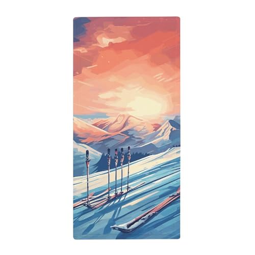 BSCKKDMN Ski-Board-Handtuch, weich, saugfähig, Badetuch, Geschirrtücher für Küche, Badezimmer, Fitnessstudio, Spa, Zuhause, 72,9 x 35,1 cm von BSCKKDMN