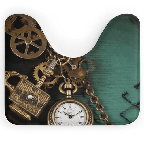 BSCKKDMN Steampunk WC-Teppich, Uhren, Schlüssel und Ketten, U-förmig, ultraweich, super saugfähig, Badezimmerteppich, rutschfeste Mikrofaser, WC-Vorleger, Badezimmer-Bodenmatte BSCKKDMN Steampunk WC-Teppich, Uhren, Schlüssel und Ketten, U-förmig, ultraweich, super saugfähig, Badezimmerteppich, rutschfeste Mikrofaser, WC-Vorleger, Badezimmer-Bodenmatte von BSCKKDMN