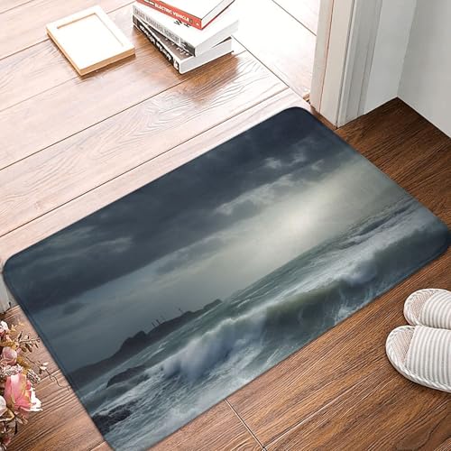 BSCKKDMN Stormy Sea Fußmatte für drinnen und draußen, rutschfest, saugfähig, waschbar, Flanell-Badematte, rutschfeste Fußmatten für Küche, Veranda, Büro, 40,6 x 61 cm BSCKKDMN Stormy Sea Fußmatte für drinnen und draußen, rutschfest, saugfähig, waschbar, Flanell-Badematte, rutschfeste Fußmatten für Küche, Veranda, Büro, 40,6 x 61 cm von BSCKKDMN